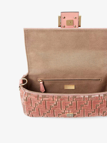 Fendi Baguette Ff Jacquard Velvet Shoulder Bag