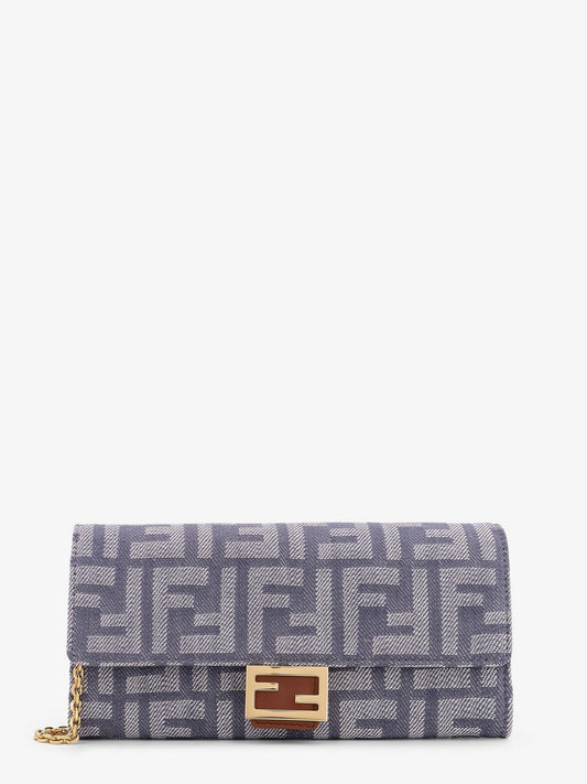 Fendi Continental With Chain Baguette Ff Jacquard Fabric Crossbody Bag