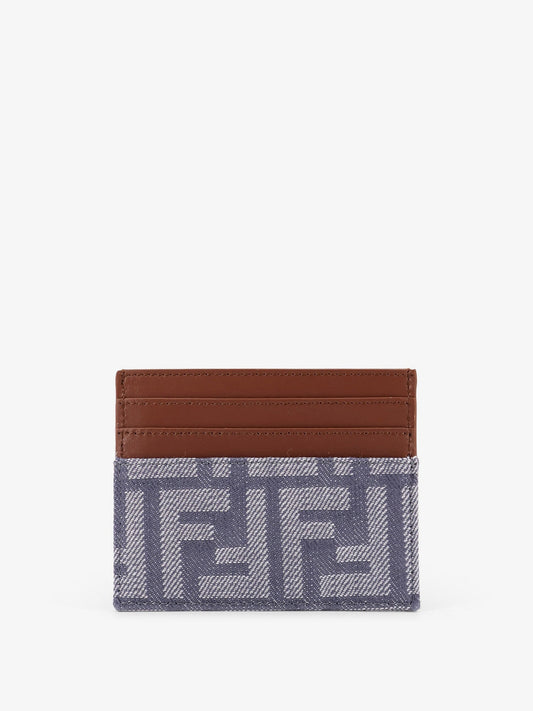 Fendi Leather And Ff Jacquard Fabric Cardholder