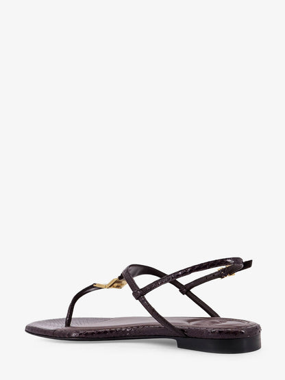 Fendi Fold Leather Sandals With Reptile Effect
