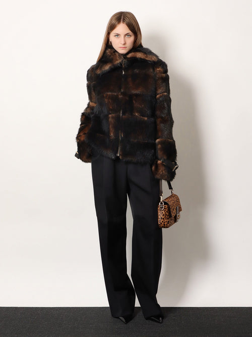 Fendi Brown backed sheepskin and nappa jacket - Ocra