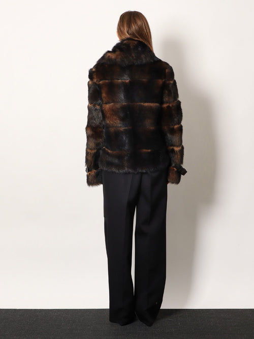 Fendi Brown backed sheepskin and nappa jacket - Ocra