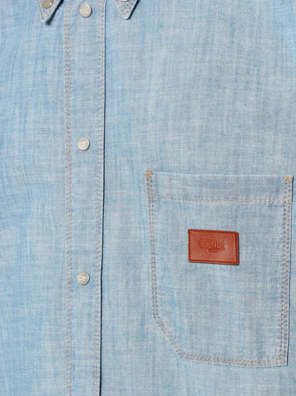 Fendi Cotton shirt with denim effect - Blu Chiaro