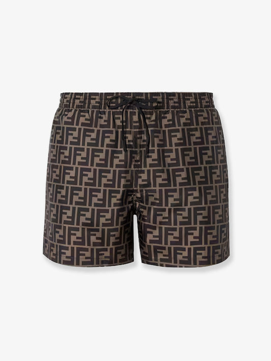 Fendi Nylon Swim Trunks With All Over Ff Motif