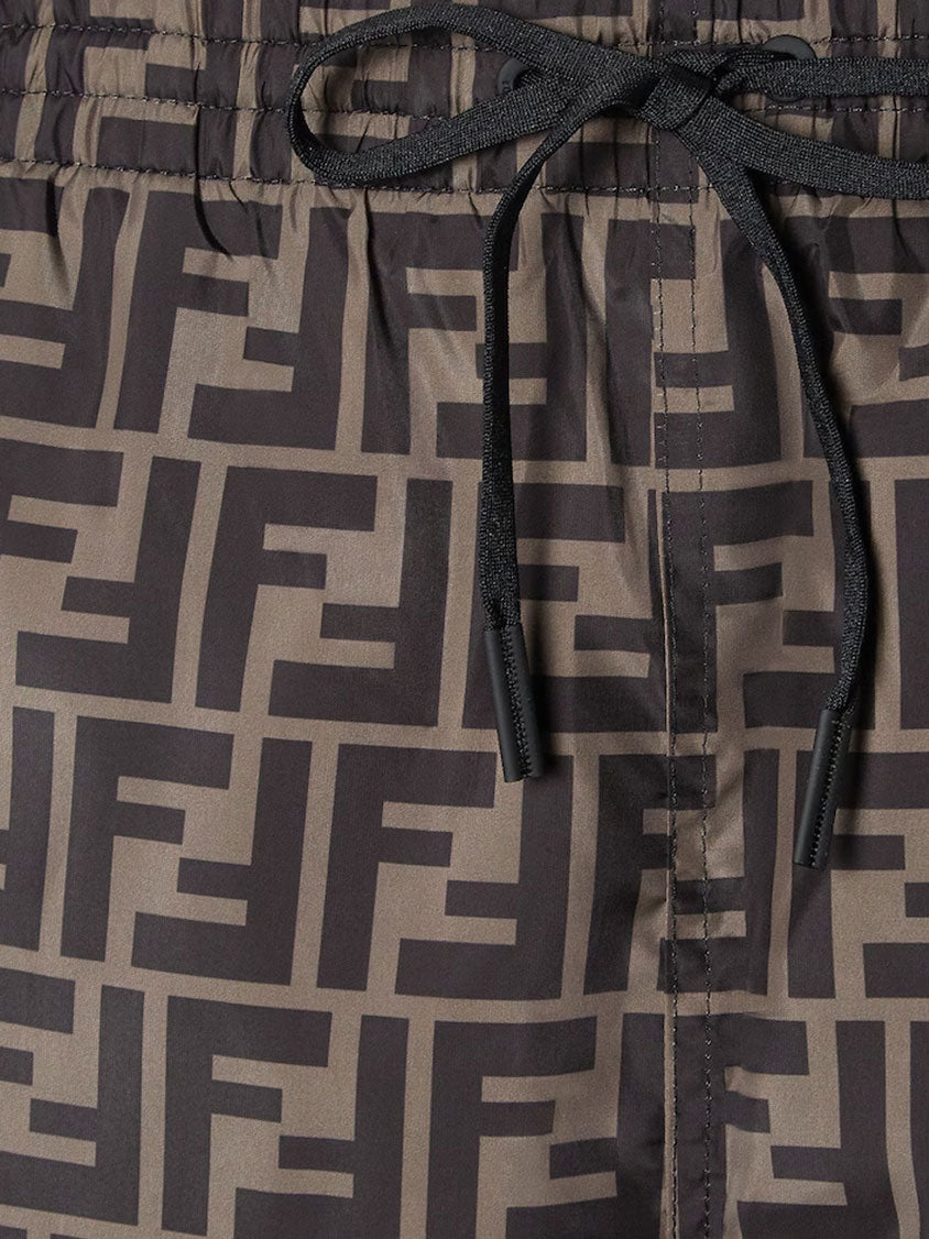 Fendi Nylon Swim Trunks With All Over Ff Motif