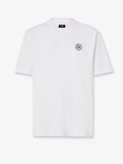 Fendi Cotton T Shirt With Ff Embroidery