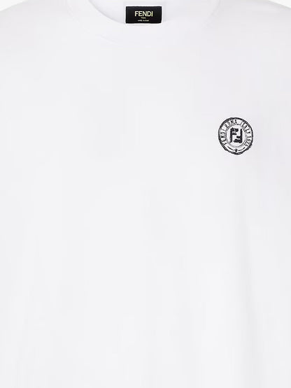Fendi Cotton T Shirt With Ff Embroidery