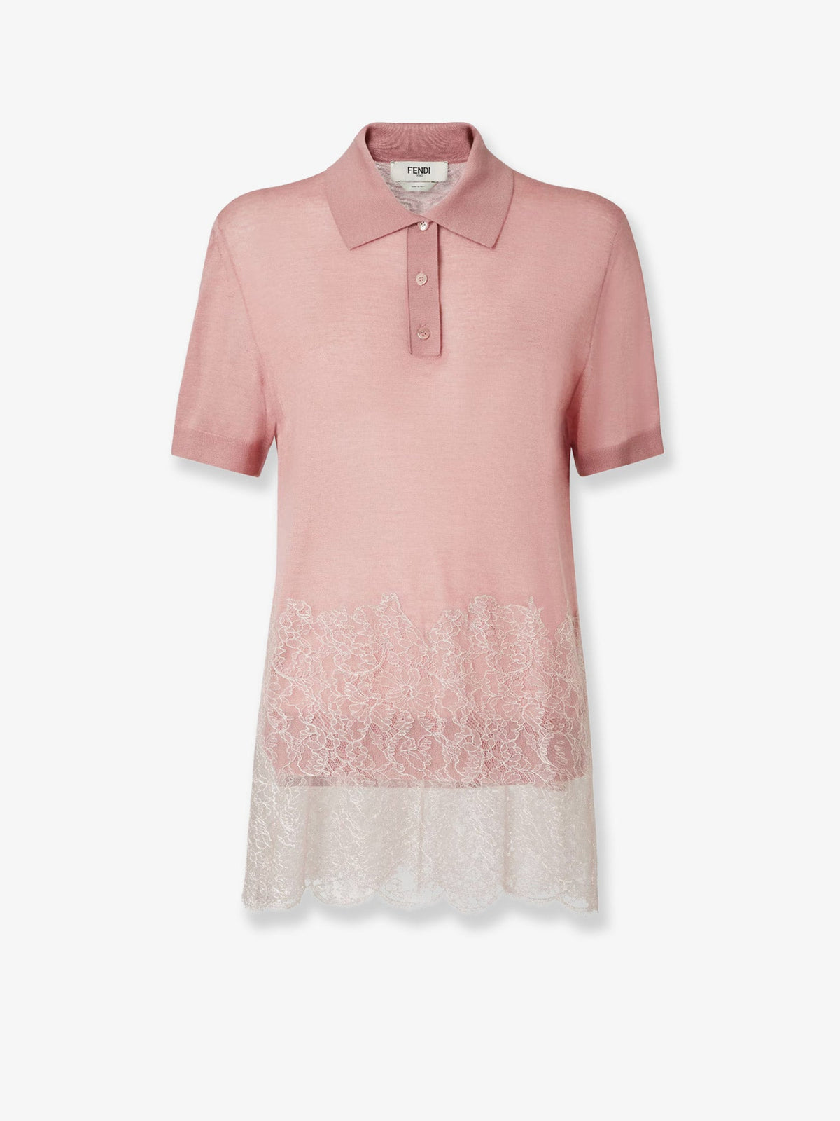 Fendi Lingerie cashmere and silk polo shirt - Blush-25
