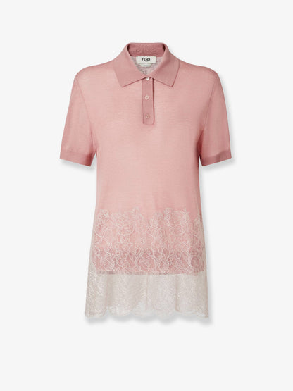 Fendi Lingerie cashmere and silk polo shirt - Blush-25