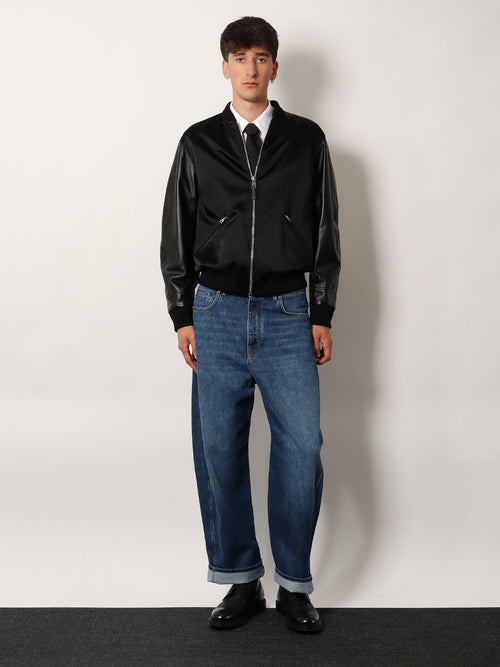 Givenchy Cotton and nylon jacket with leather sleeves - Black/Black