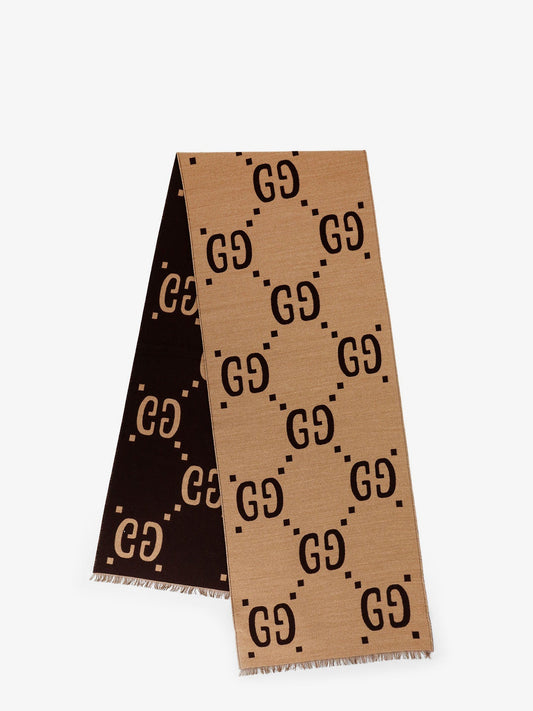 Gucci Wool And Silk Scarf With Gg Jacquard Motif