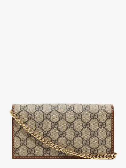 Gucci Gg Supreme Fabric And Leather Shoulder Bag