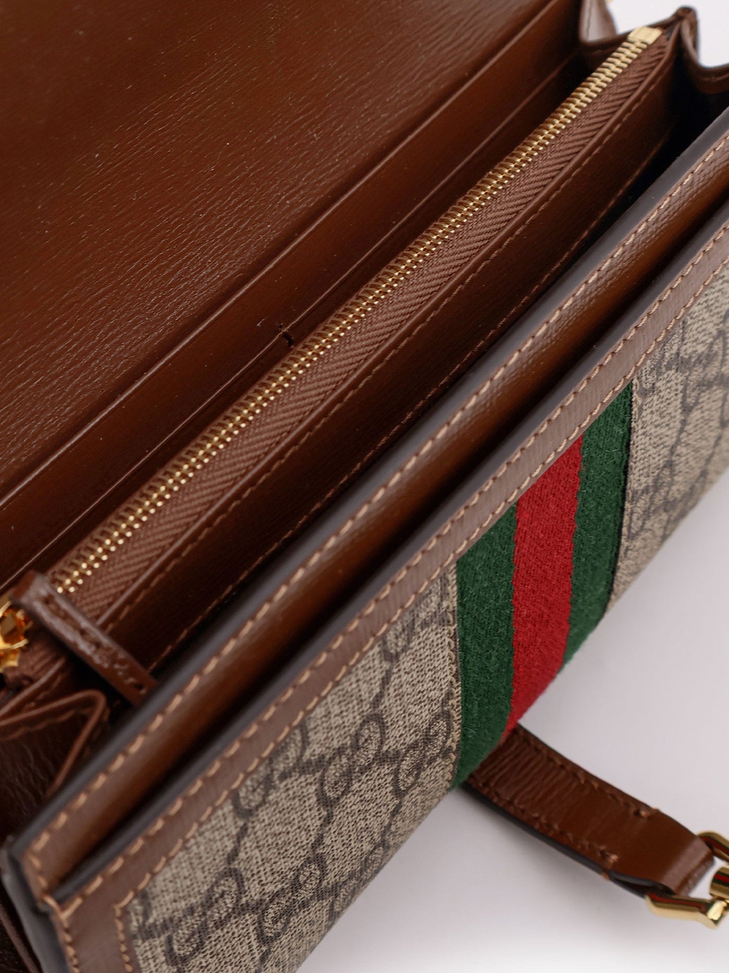 Gucci Jackie 1961 Gg Supreme Fabric And Leather Wallet With Shoulder Strap