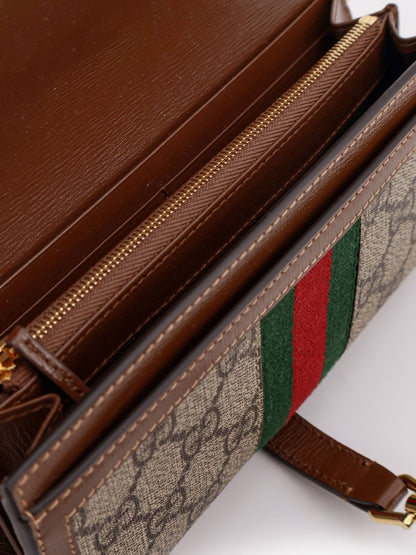 Gucci Jackie 1961 Gg Supreme Fabric And Leather Wallet With Shoulder Strap