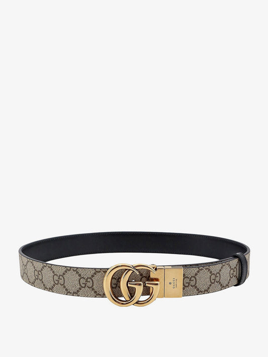 Gucci Gg Supreme Fabric And Leather Reversible Belt