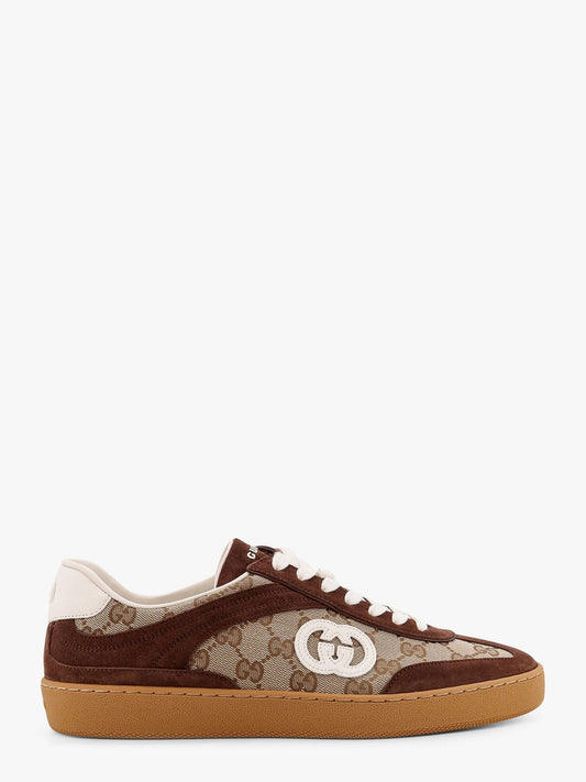 Gucci G75 Low Top Supreme Gg Fabric And Suede Sneakers