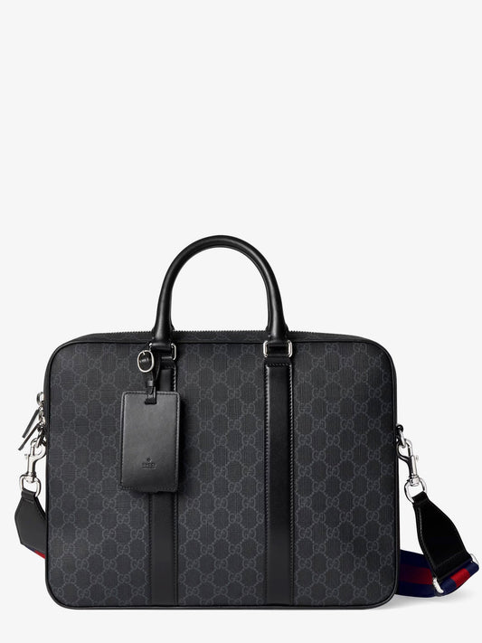 Gucci Gg Supreme Fabric And Leather Briefcase