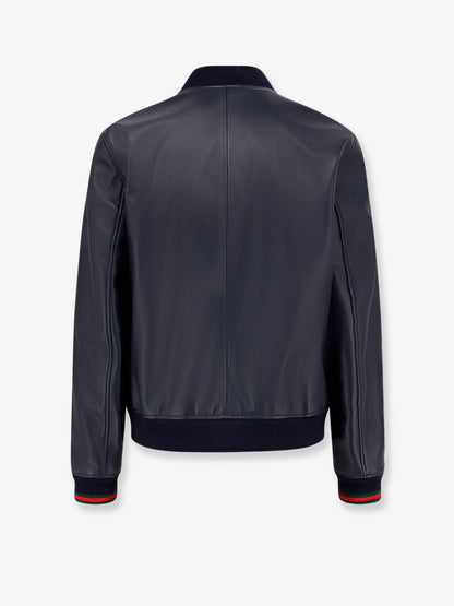 Gucci Leather Jacket Witth Web Details