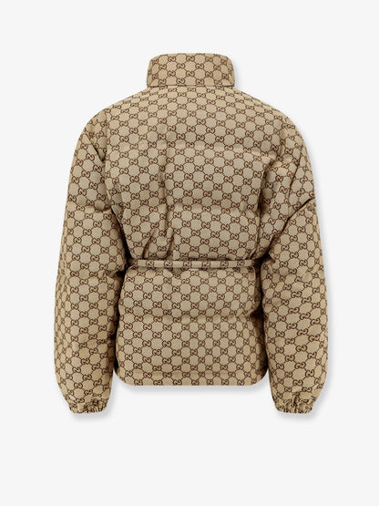 Gucci Gg Fabric Padded Jacket With Belt