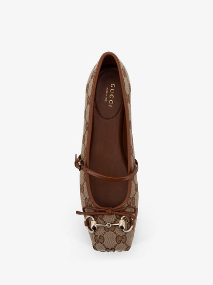 Gucci Gg Fabric Ballerinas With Iconic Horsebit