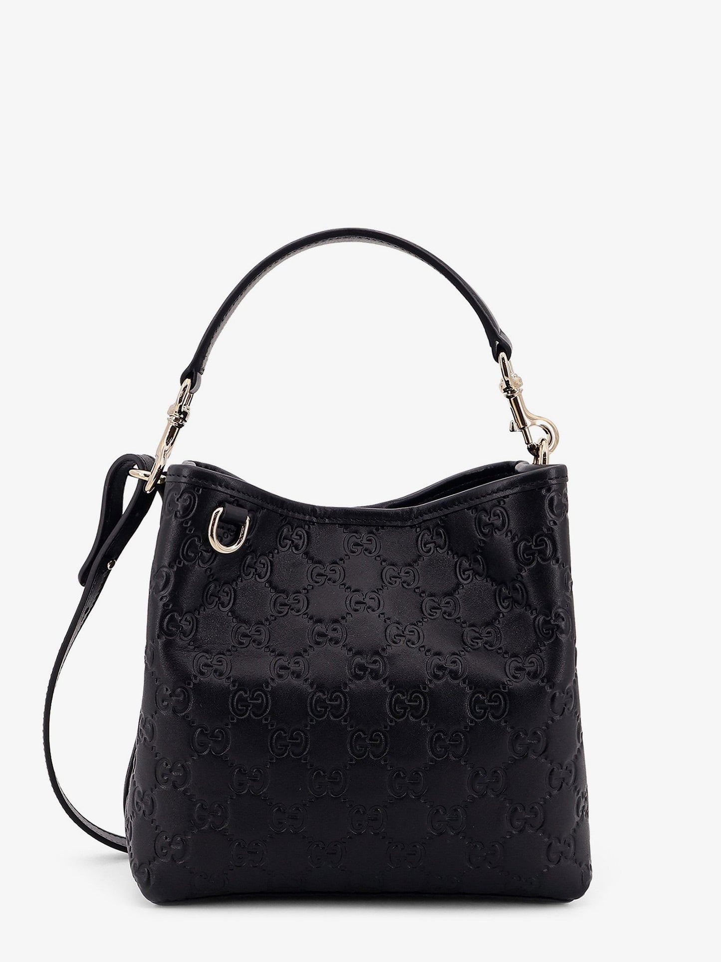 Gucci Gg Emblem Leather Bucket Bag