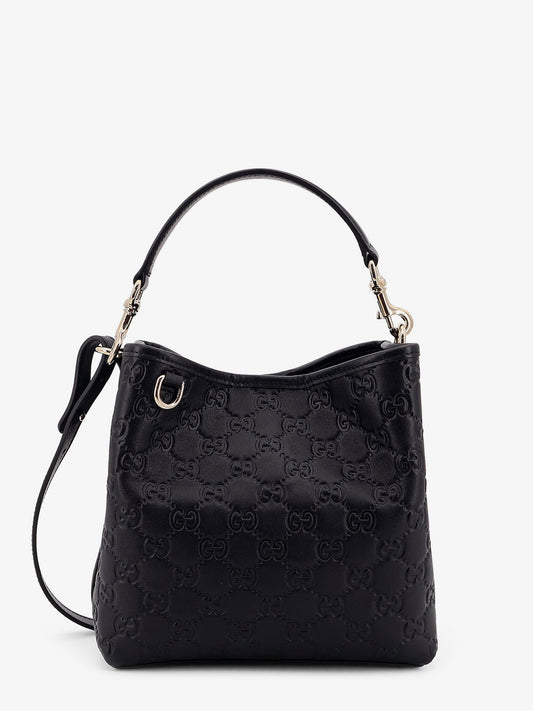 Gucci Gg Emblem Leather Bucket Bag