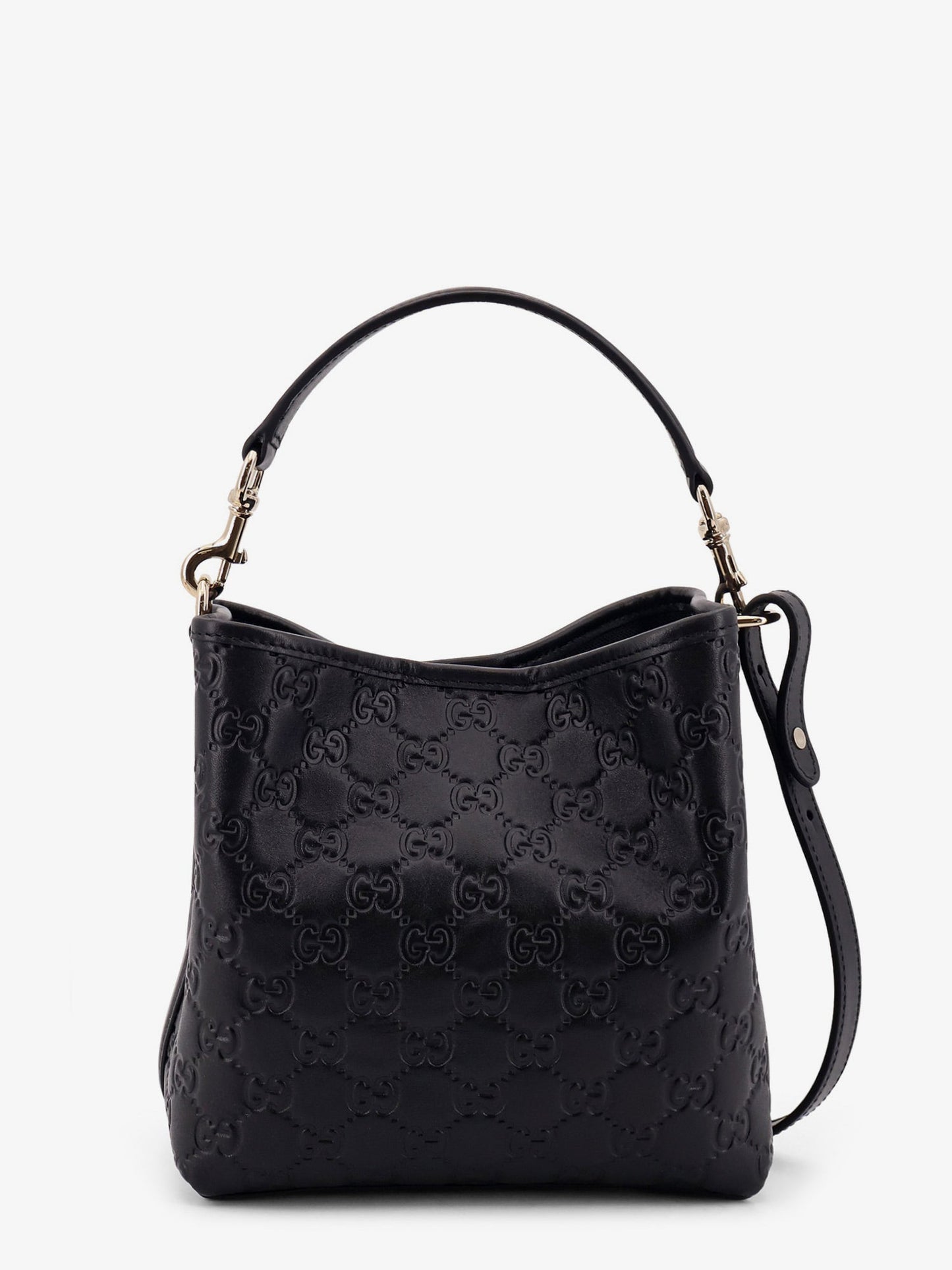 Gucci Gg Emblem Leather Bucket Bag