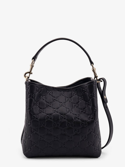 Gucci Gg Emblem Leather Bucket Bag