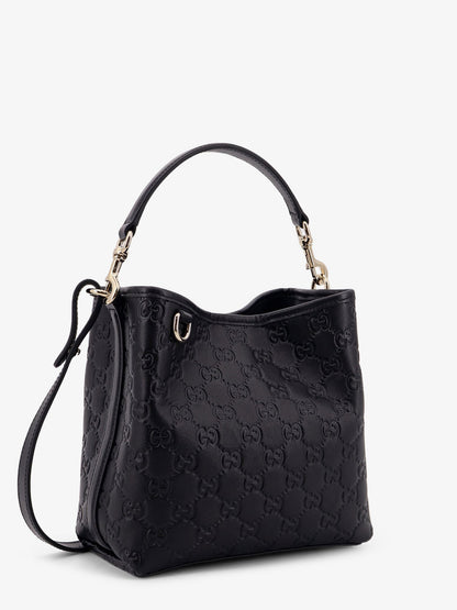 Gucci Gg Emblem Leather Bucket Bag