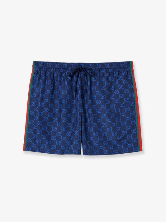 Gucci Nylon Swim Shorts With All Over Gg Motif
