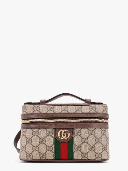 Gucci Gg Supreme Fabric Shoulder Bag With Leather Inserts