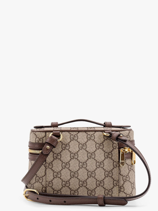 Gucci Gg Supreme Fabric Shoulder Bag With Leather Inserts