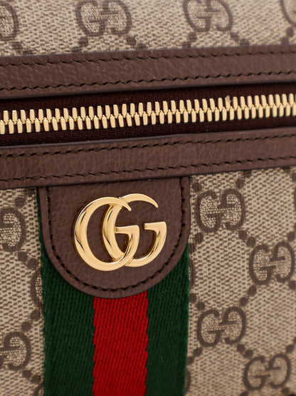 Gucci Gg Supreme Fabric Shoulder Bag With Leather Inserts