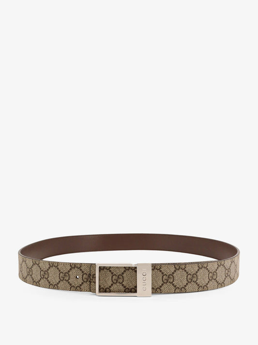 Gucci Gg Supreme Fabric And Leather Belt