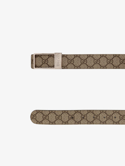 Gucci Gg Supreme Fabric And Leather Belt