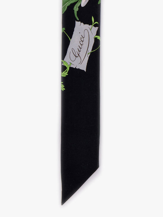 Gucci Gucci Flora Printed Silk Twill Neck Bow
