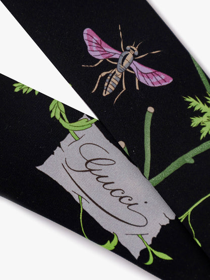 Gucci Gucci Flora Printed Silk Twill Neck Bow
