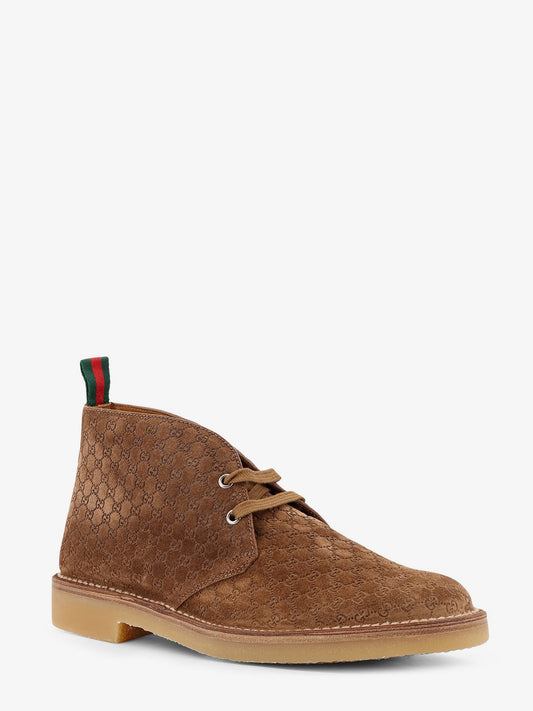 Gucci Gg Suede Lace Up Boots