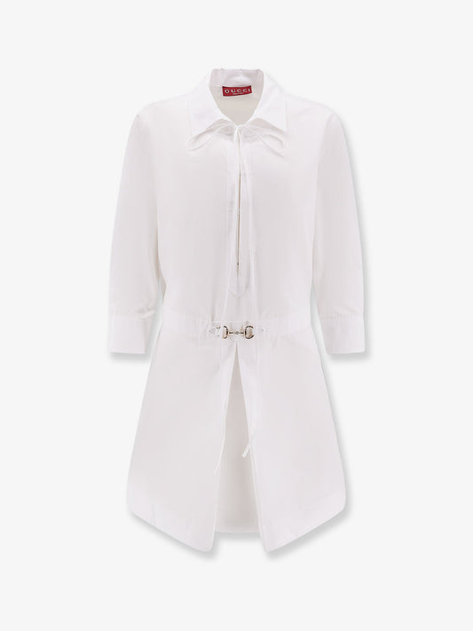 Gucci Cotton Short Dress With Horsebit Detail