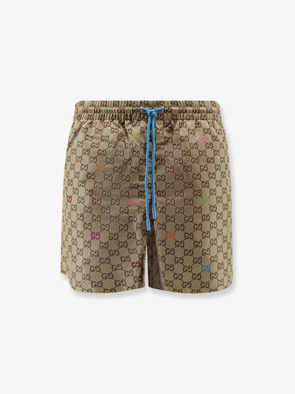 Gucci Nylon Swim Trunks With All Over Gg Logo