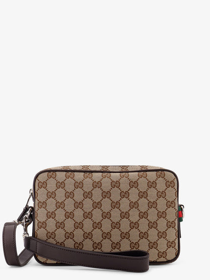 Gucci Gg Supreme Fabric Shoulder Bag With Leather Inserts