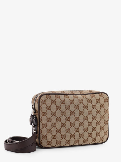 Gucci Gg Supreme Fabric Shoulder Bag With Leather Inserts