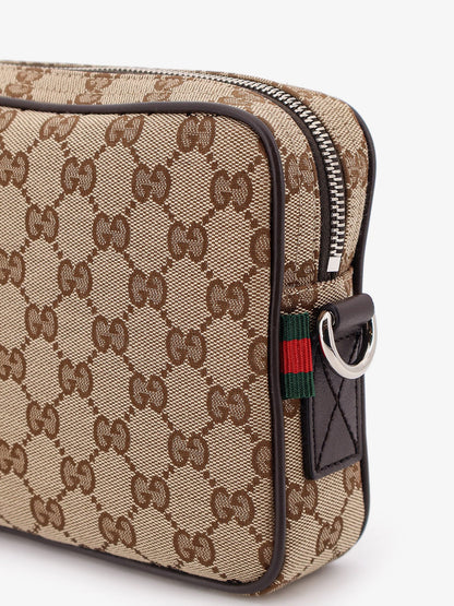 Gucci Gg Supreme Fabric Shoulder Bag With Leather Inserts