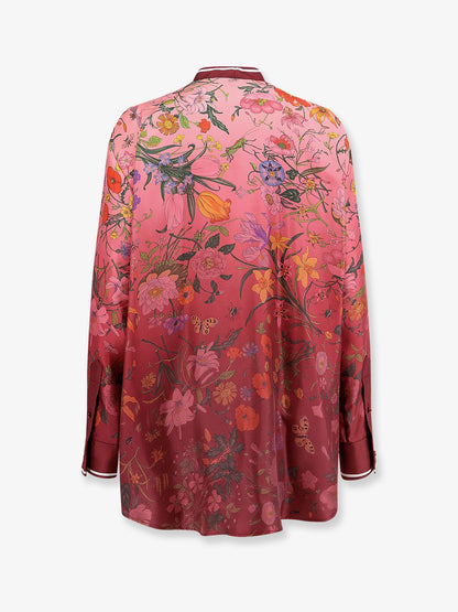 Gucci Silk Shirt With Gucci Flora Print