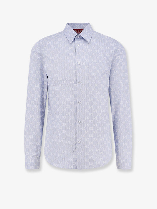 Gucci Cotton And Silk Shirt With All Over Gg Logo