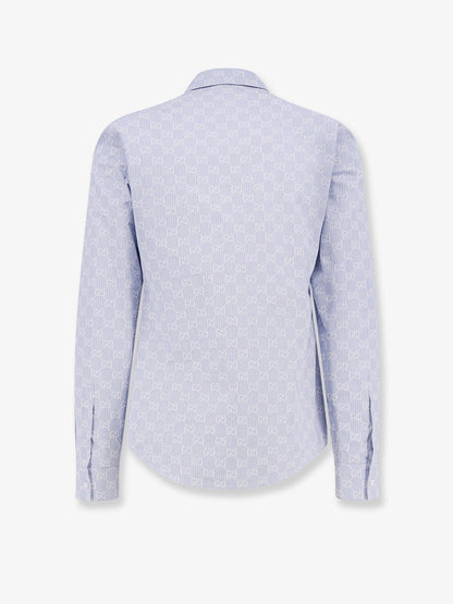 Gucci Cotton And Silk Shirt With All Over Gg Logo