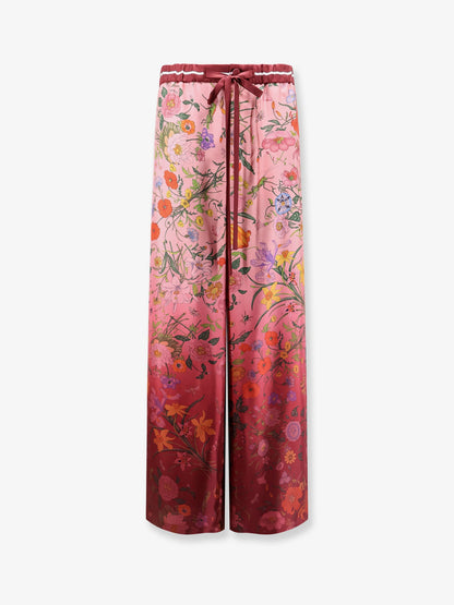 Gucci Silk Trousers With Gucci Flora Print