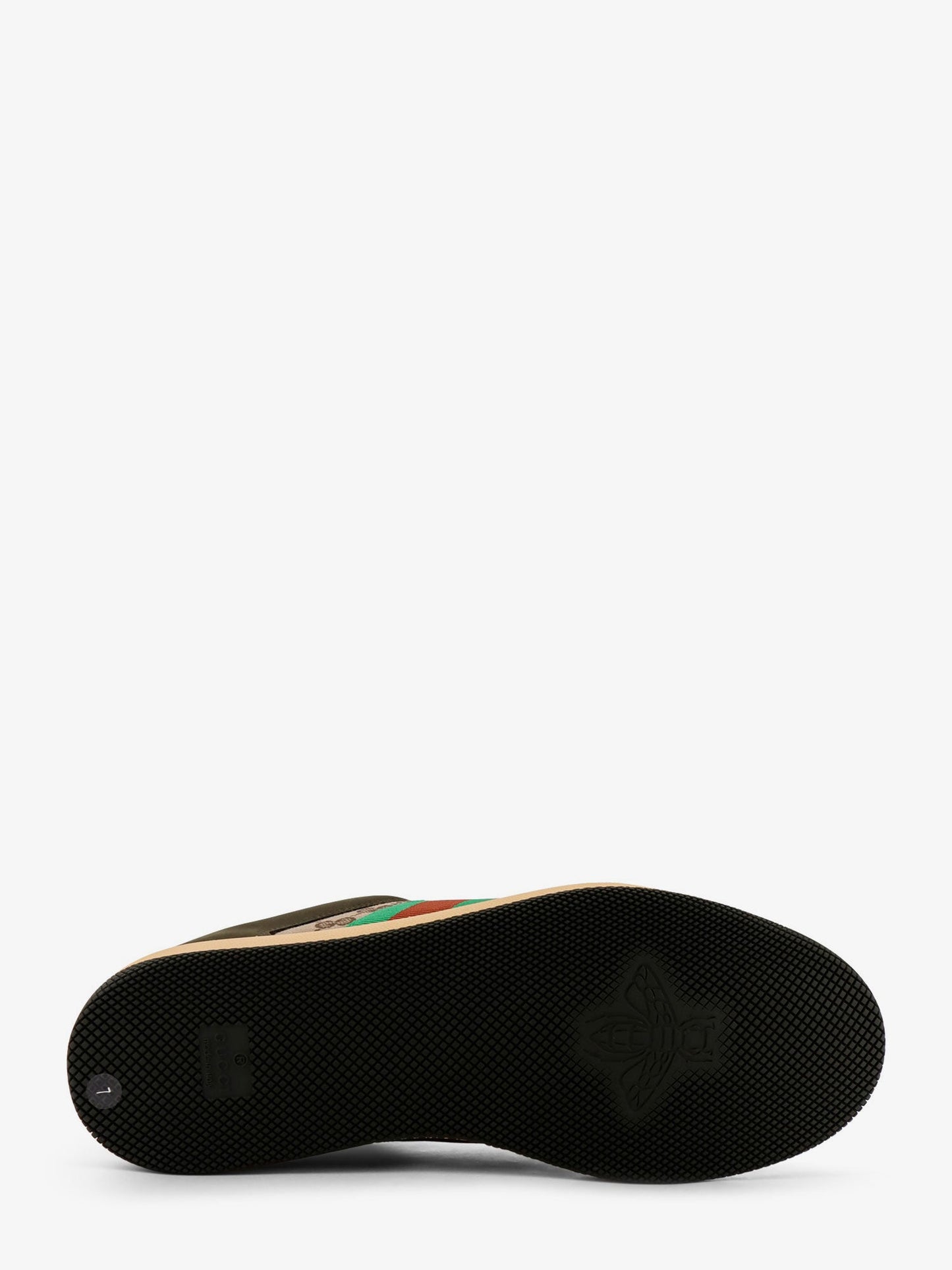 Gucci Screener Low Top Leather And Gg Supreme Fabric Sneakers
