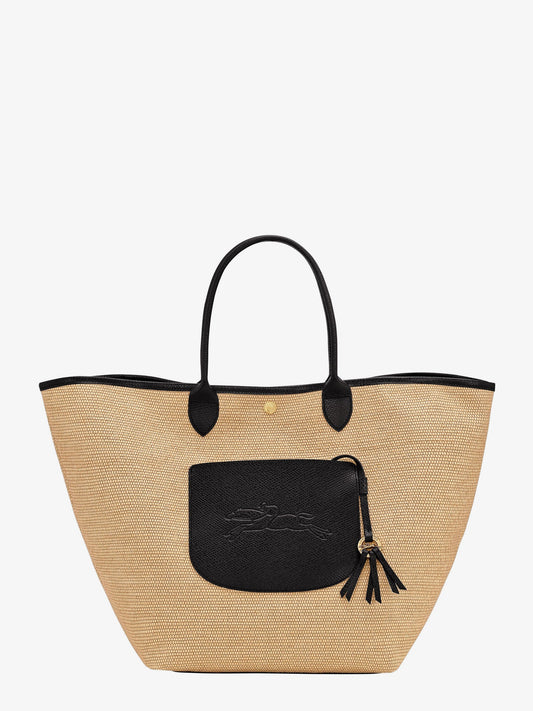 Longchamp Paris Le Panier Pliage Raffia And Leather Shoulder Bag