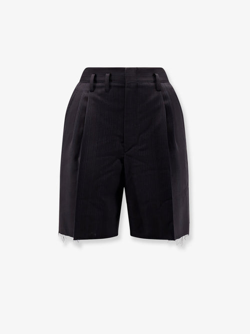 Maison Margiela Striped virgin wool shorts - Black/Blue